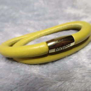 Endless Double Leather Yellow Bracelet By JLO 8 inch NEW A24